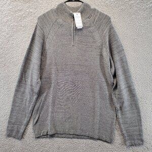 Flag And Anthem Sweater Mens Size M Gray 1/4‎ Zip Pullover Sweatshirt New